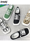 Canvas Shoes Women Trainers Women Square Toe Sneaker Lady Spring Autumn Female Footwear Breathable Sneakers Platform