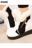 Women Boots platform Winter Shoes Women Snow Boots Platform Keep Warm Ankle Winter Boots With Thick Fur Heels Botas