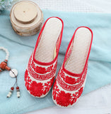 Breakj Blue And White Porcelain National Wind Beef Tendon Bottom Leisure Walk Summer Sandals Embroidered Shoes