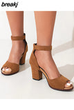 Women Pumps Sandals Summer Open Toe High Heels Low Block Heel Shoes Gladiator Ankle Strap High Gladiator Sandals