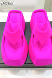 New Summer Square Toe Thick Bottom Women's Slippers Brand Satin Sandals Womens Sexy Waterproof Platform Dress Beach