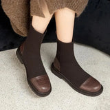 Chunky Short Shoes for Women Brown Sock Footwear Platform Elastic Female Ankle Boots Trend 2023 Y2k New In Fashion Pu