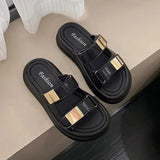 Shoes Woman 2024 Slippers Flat Platform Pantofle Luxury Slides New Rubber Designer Fashion PU Female Shoes Womens Slippers