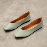 Girls Doudou Shoes Summer New Square Toe Black PU Material Flat Shoes Shallow Soft Sole Casual