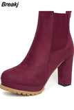 Design Gothic Boots Square Heel Platform Chunky Women Ankle Boots 2023 New Autumn Sexy Elegant Woman Shoes
