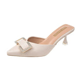 Semi-Slippers Women's Heel Fashion 2024 New Summer Korean Version Wearing Low-Heeled Sandals Tipped