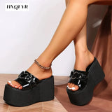 for Women Summer Women's Slippers 2023 Platform Wedges Fashion Goth Slippers Hot Women's Matal Sandal Comfy Black