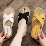 Breakj New Simple Cross-Bottom Slippers Women Wear Leisure Beach Slopes And Large-Size Cold