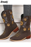 and Winter New Embroidery Cowboy Boots Women's Autumn Western Boots Retro Short Boots Women's Women's Shoes Botas
