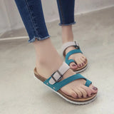 Outside Buckle Cork Slipper New Women Summer Mixed Color Casual Beach Slip on Flip Flops Slides