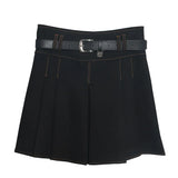 Spring And Summer Women's Retro Modern Hit Color Clear Line Pressure Skirt Anti-Light Short Skirt With Belt