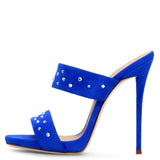 Women's Hot Diamond Open-Toed Muller Shoes High-Heeled Sandals Slippers Chengdu Fashion Women's