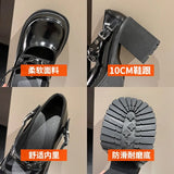 Black Platform Pumps for Women Super High Heels Buckle Strap Mary Jane Shoes Woman Goth Thick Heeled Party Shoes