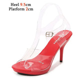 For Women 2023 Summer New Fashion Design Transparent Thin Heel Party Shoes 9.5cm High Heels Ladies Open Toe