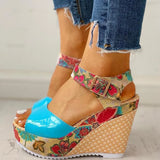 Leisure print bohemia Wedges Women Shoes sandal 2023 Summer Sandals hook&loop Platform High Heels Shoes
