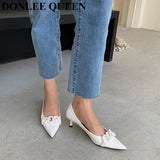 Pointed Toe Thin High Heels Shoes Women Female Pumps For Party Dress Shoes Brand Chain Decoration