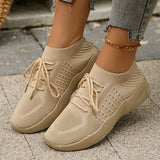 Spring White Knitted Sneakers Women Lightweight Non Slip Fitness Sports Shoes Woman Lace Up Breathable Mesh Flats Female