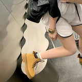Breakj Mom 2025 Autumn Martin Boots With Female Boots Bumblebee Coarse And Round Head Boots Waterproof