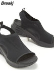 Women Summer Knitting Mesh Breathable Sandals Ladies Sandy Beach Wedge Sandals Platform Comfortable Slip-On Women's