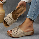 Breakj Summer New Women's Thick Bottom Slippers Large-Size Fish Mouth A Word Wide Striped Thick Bottom Slippers