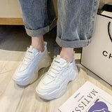 Black Dad Chunky Sneakers Casual Vulcanized Shoes Woman High Platform Sneakers Lace Up White Sneakers Women