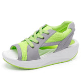 Breakj Fish Mouth Thick Soles High Rocking Shoes Sandals Korean Version Of Casual Pine Women's Shoes Fashion Sports Casual Net Cloth