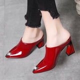 Summer 2023 New Women Slipper High Heel Sandal Shoes Ladies High Quality PU Leather Slides Pumps