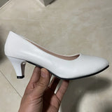 New Black Round High Heels With Shallow Single Shoes Women's Professional Plus Size Work