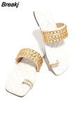 Women Summer Slides Chain Decorative Flip Flops Outdoor Sexy Casual Sandals Female Square Heel Slippers Plus Size