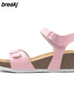 Fashion Women Cork Sandals 2023 New Summer Beach Wedge Trifle Buckle Strap Black White Platform Outside Sandalias
