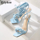 2022 New Summer Fashion Design Weave Women Sandals Transparent Strange High heels Ladies Sandals Open Toe