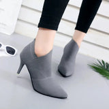 Spring and Autumn New Solid Tone Pointed Sleeve Wearing Thin Heel Versatile Single Boot Women Comfortable Women's
