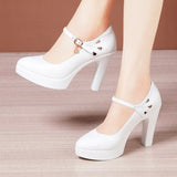 Cheongsam Catwalk Model High Heels Women's Thin Heels Thick Soles Waterproof Platform Size Soft Leather Comfortable Single