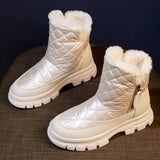 Winter Boots for Women Thick Plush Platform Ankle Boots Woman Thick Bottom Warm Cotton Padded Shoes Women's Winter