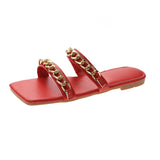 Women Summer Slides Chain Decorative Flip Flops Outdoor Sexy Casual Sandals Female Square Heel Slippers Plus Size
