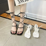 Sandal Cross-Shoes Square Toe Clear Heels 2024 Women's Med Flip Flops Platform Girls Comfort Beige New Block Medium