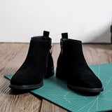 Breakj 2023 New Youth Pointed Head Big Head Help Low Tube Anti-Villy Skin Thick Bottom Fashion Men's Martin Boots