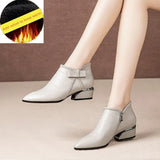 Boots Women Platform Lace Up Buckle Shoes Thick Heel Pointed Winter Warm Short Boot Casual Gingham Boot Plus Size