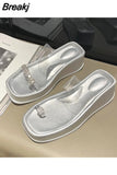 Shoes Slippers Heels On A Wedge Platform Jelly Slides Med Fashion 2023 High Summer Transparent Soft Flat Luxury Rome