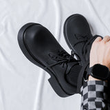 Breakj Derby Shoes Men's Black Big Head Lovers Casual Leather Shoes Men's Thick Sole Versatile Shoes