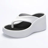 Summer Wedge Flip Flops for Women 2024 Fashion Clip Toe Platform Slippers Woman Thick Bottom Non Slip Beach