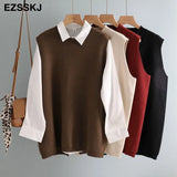 winter OVERSIZE thick Sweater vest women sleeveless warm Sweater Pullovers Women female o-neck LOOSE sweater