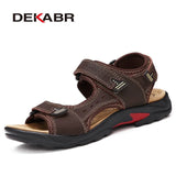 Summer Big Size Men's Sandals British Fashion Genuine Leather Beach Shoes Mens Casual Massage Non-Slip Slippers