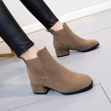 Elegant with Medium Heels Women's Ankle Boots Black Short Shoes for Woman Chelsea Booties Suede High Quality Y2k