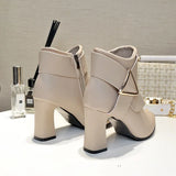 Spring/summer New Korean Version of High Heel Short Boots Female Thick Heel Pointed Fashion Short Ankle Boots