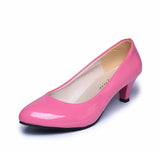 New Black Round High Heels With Shallow Single Shoes Women's Professional Plus Size Work