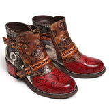 And Winter Boots Snake Print Color Matching Ethnic Style women's Leather Boots Boots women's mid-heel size