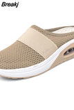 Women Walking Shoes Air Cushion Slip-On Orthopedic Diabetic Ladies Platform Mules Mesh Lightweight Slipper Wedge Female
