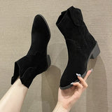 Vintage Series Unique Style Women's Ankle Boots Autumn Winter Leisure Genuine Leather Design Wild Comfortable Cowboy