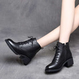 Women's Shoes Luxury Chelsea Boot Women Leather Boot Chunky Winter Shoe Platform Ankle Boots Thick Heel Brand